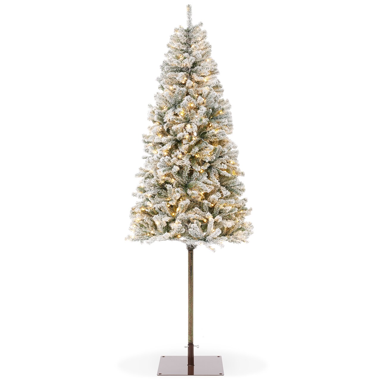 Casafield Pre-Lit Realistic Pencil Alpine Fir Artificial Holiday Christmas Tree with LED Lights and Metal Stand
